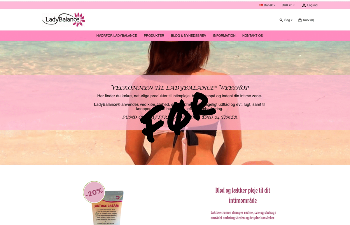 Wireframe og layoutforslag til LadyBalance